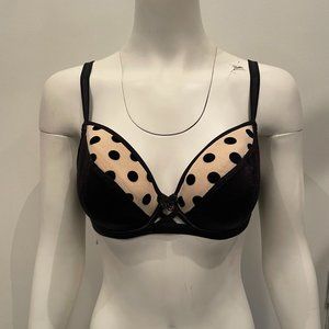 BNWT Scantilly Showtime Black Ivory Polka Dots Bra 30F
